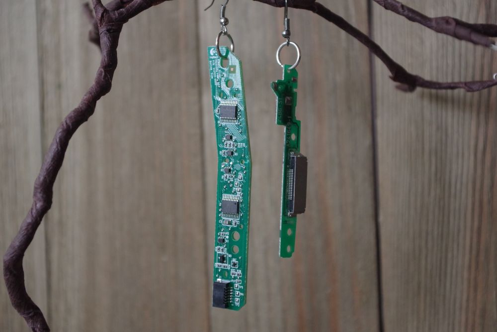 Long Circuit Board Earrings