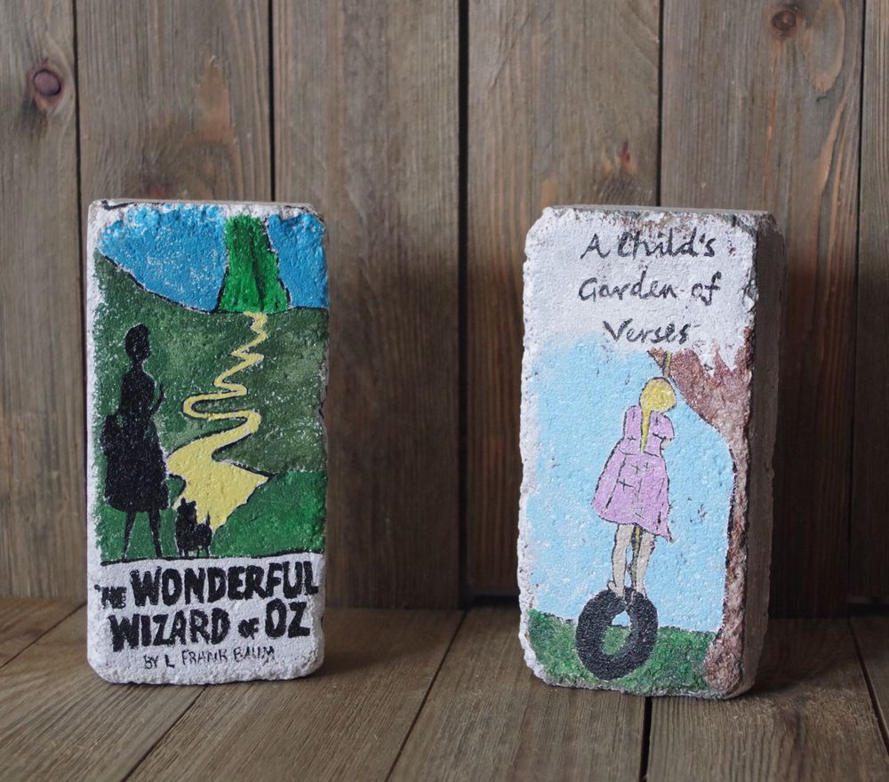 Hand Painted Book Bricks